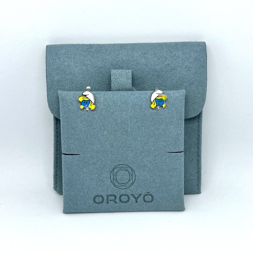 COPY - Smurfs Smurfette Earrings 925 Silver - Ceramic Enamel Colors